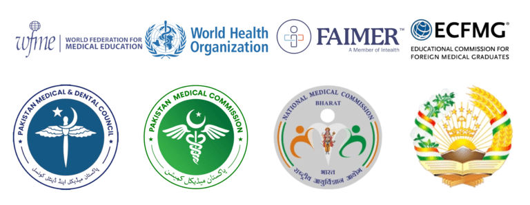 Logos of International accrediting bodies Affiliating Avicenna Tajik State Medical University